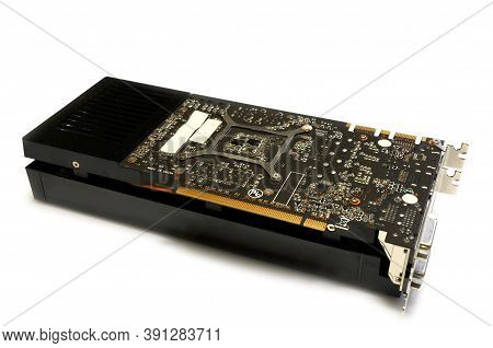 Detail Of Modern Computer Graphic Card Isolated On White