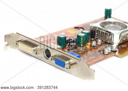 Detail Of Modern Computer Graphic Card Isolated On White