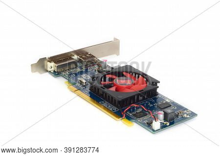 Detail Of Modern Computer Graphic Card Isolated On White