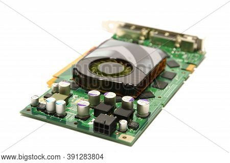 Detail Of Modern Computer Graphic Card Isolated On White