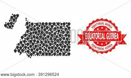 Pin Collage Map Of Equatorial Guinea And Scratched Ribbon Seal. Red Seal Contains Equatorial Guinea 