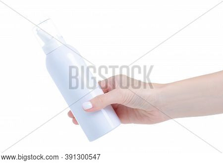 Nasal Spray For Baby In Hand On White Background Isolation