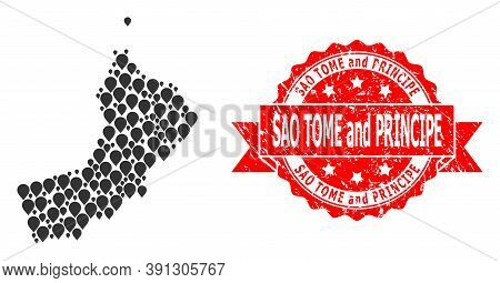 Pin Collage Map Of Oman And Scratched Ribbon Seal. Red Seal Has Sao Tome And Principe Text Inside Ri