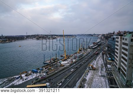 Stockholm - 02/06/2017: Top View Of Birka Cruises From Stockholm View From Katarinahissen Elevator