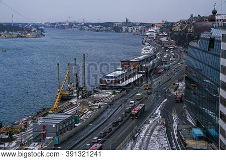 Stockholm - 02/06/2017: Top View Of Birka Cruises From Stockholm View From Katarinahissen Elevator