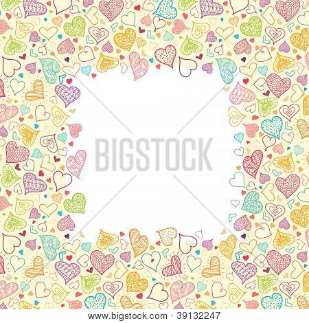 Doodle coeurs cadre Vertical fond frontière