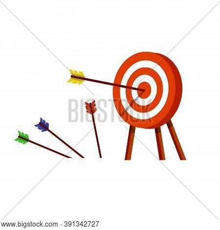 Target For Arrows. Business Concept Several Attempts. Shooting And Championship. Hit And Miss On Tar