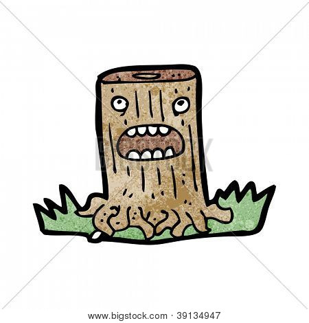 trädet stump tecknad