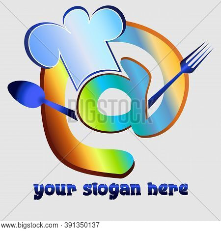 Art Logo For A Cafe With Home Delivery Or Internet Cafe In The Form Of A Mail Badge