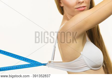 Woman Wearing Too Big Bra, Loose Band