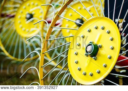 Tractor With Rotary Rake, Agriculture Machine