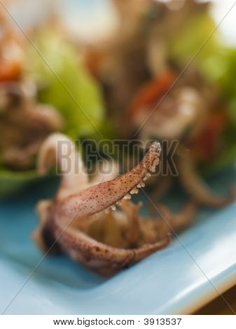 Baby Squid a pečené chilli salát