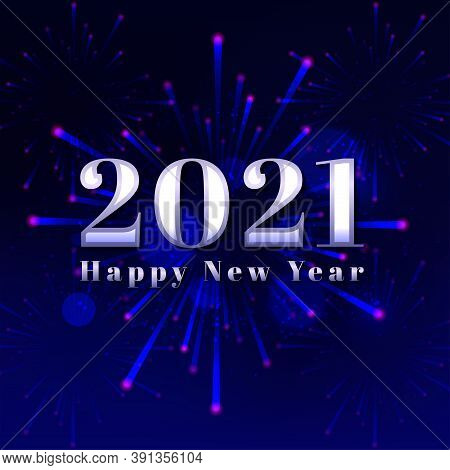 Happy New Year 2021 With Firework Vector Illustration