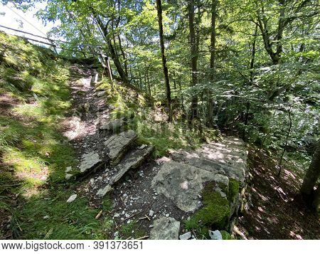 Trails For Walking, Hiking, Sports And Recreation Along The Waterfalls Giessbach Falls And In The Cr