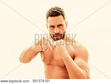 Training His Boxing Skills. Punching Knockout. Energy Health. Sportsman Celebrates Victory. Negative