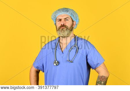 Professional Doctor. Medical Treatment. Medical Professional With Stethoscope. Chinese Virus Infecti