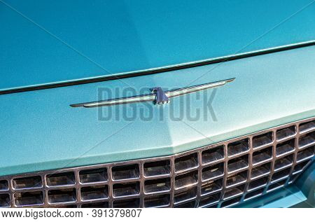 Samara, Russia - October 26, 2019: Emblem Of The Retro Ford Thunderbird Classic Car. The Ford Thunde