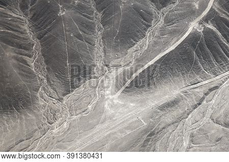 Aerial View Of Palpa Geoglyphs, The Paracas Family. Nazca, Peru.