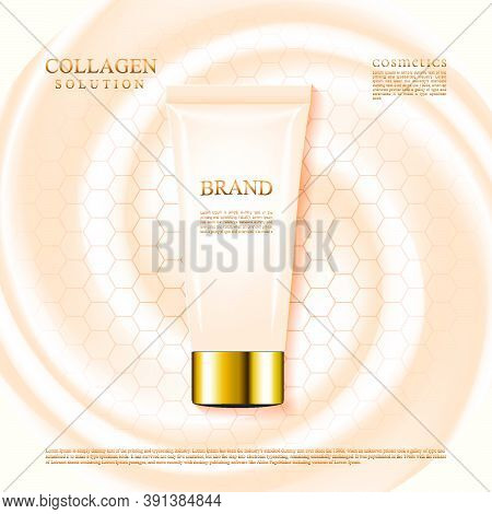 Nude Color Skin Care Cosmetic Cream Tube With Pattern Vector Illustration