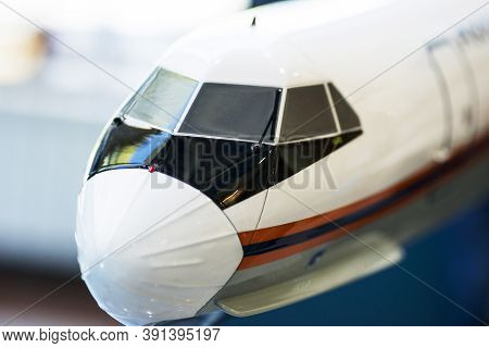 Model Of Plane Body Airplane Forward Part Nose Side Airplane Part Cockpit. Plastic Toy Plane