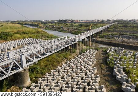 Yunlin, Taiwan - December 11th, 2019: Huwei Steel Bridge at Yunlin, Taiwan