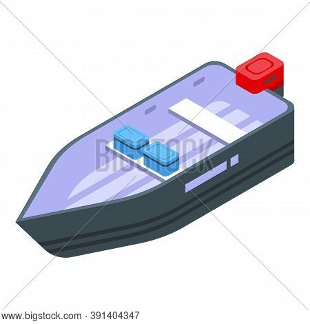 Fishing Wood Boat Icon. Isometric Of Fishing Wood Boat Vector Icon For Web Design Isolated On White 