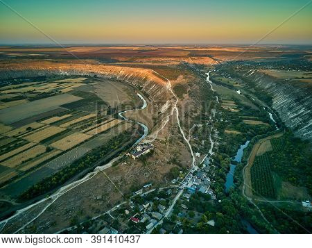 Aerial View Of A Butuceni Village. Old Orhei Is A Historical And Archaeological Complex In The Epony