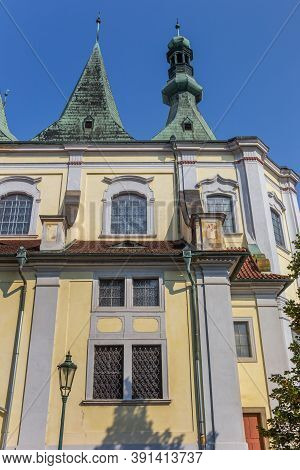 Facade Of The Historic All Saints Church In Litomerice, Czech Republic