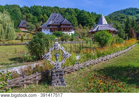 Buildings In The Barsana Monastic Complex, Maramures, Romania. The First Wooden Church Was Built In 