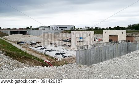 Highway Construction Site View. Civil Engineering