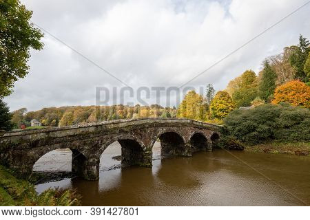 Landscape Photo Of The Pantheon And The Bridge At Stourhead Gardens In Autumn