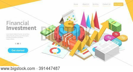 3d Isometric Flat Vector Conceptual Illustration Of Financial Investment Solutions.