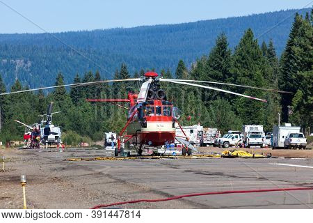 Prospect,  Oregon / Usa - September 9, 2014:  A Large Helicopter Named 
