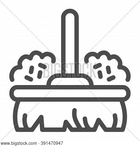 Broom Line Icon, Cleaning Service Concept, Cleaning Tool Sign On White Background, Broom With Dust C