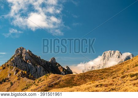 The Carnic Alps In A Colorful Autumn Day