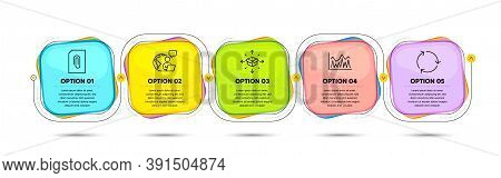 Parcel Delivery, Investment And Recycling Line Icons Set. Timeline Process Flowchart. Attachment Sig