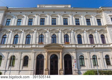 Litomerice, Czech Republic - September 12, 2020: Historic School Building In The Center Of Litomeric