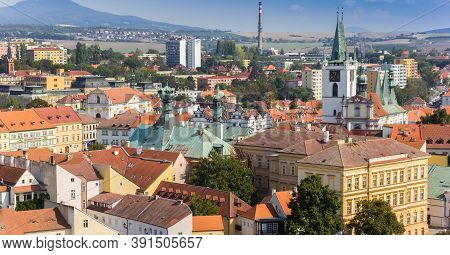 Litomerice, Czech Republic - September 12, 2020: Panoramic Aerial View Of The All Saints Church And 