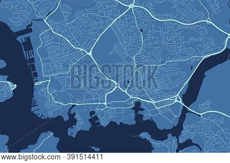 Detailed Map Of Plymouth City Administrative Area. Royalty Free Vector Illustration. Cityscape Panor