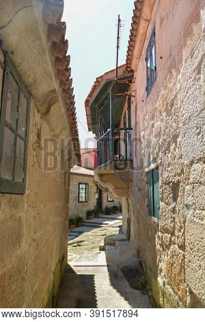 View On The Narrow Strees Of Coastal Village Combarro In Galicia, Spain