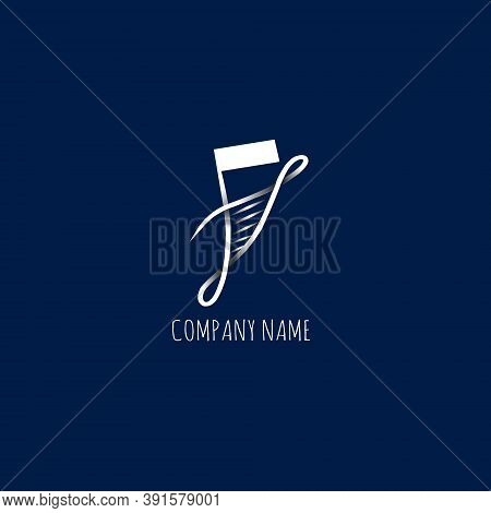 Logo For Music School With Elegant Harp Instrument Symbol