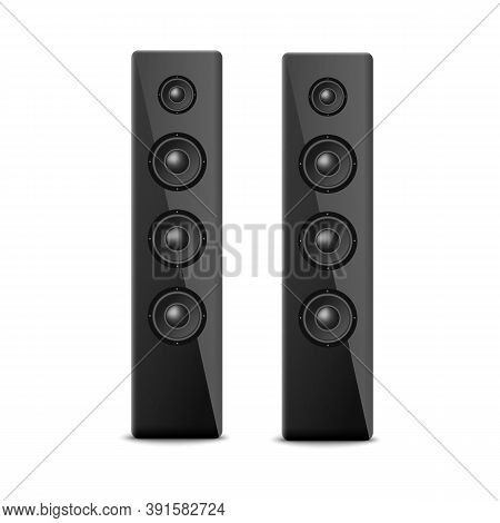 Home Cinema Modern Audio Speakers, Realistic Vector Illustration Isolated