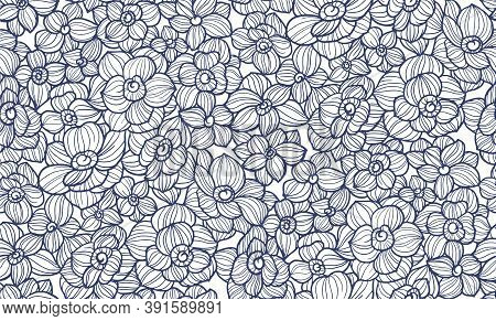 Abstract Flower And Leaf Vector Pattern. Trendy Vintage Style. Ideal For Fabrics, Cards, Gift Wrappi