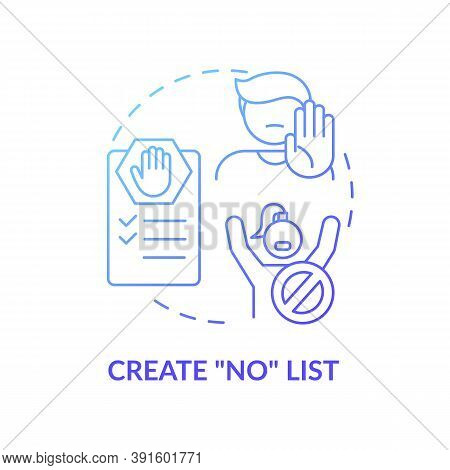 Create No List Concept Icon. Self Care Checklist. Healthy Body Restriction For Everyday. Activities 