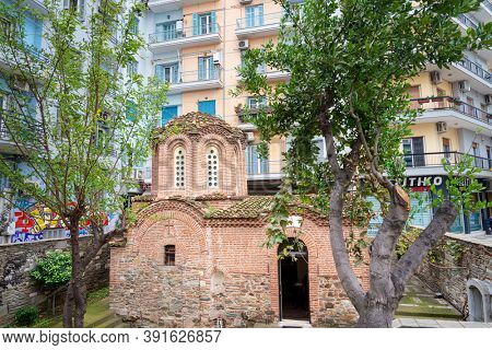 THESSALONIKI, GREECE - November 30, 2019: Cathedral Church of Hagia Sophia of Thessalonica, Greece 