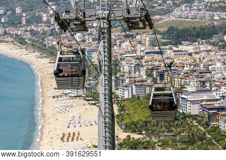 Alania.turkey.september 4, 2020.the Funicular To The Fortress In Alanya In Turkey