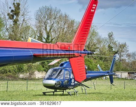 Jumieges, France - June Circa 2020. Tv Show Recording La Carte Aux Tresors, Famous Tv Game. Helicopt
