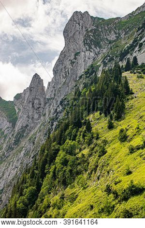 Beautiful View Of The Third Largest Mountain Lake He Canton Of Appenzell. Lake Fahlensee Is In A Ver