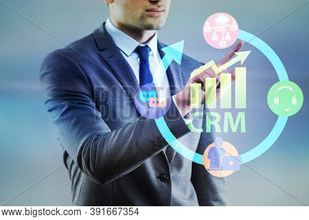 CRM custromer relationship management concept with businessman