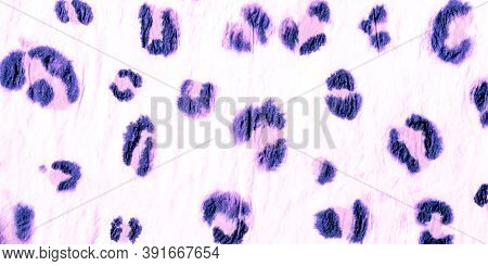 Leopard Texture. Trendy Zoo African Fur Ornament. Handmade Exotic Material Design. Purple, Blue And 